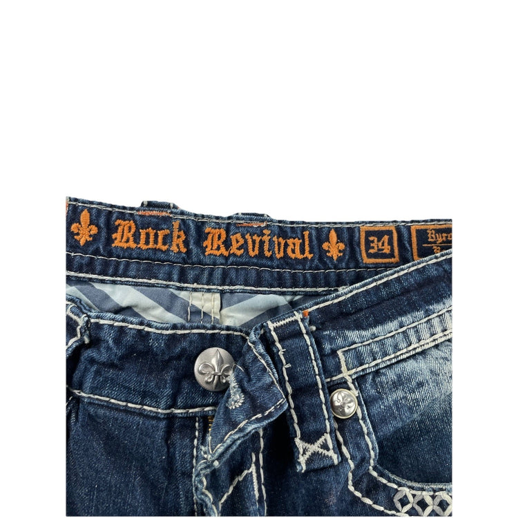 Men’s Rock Revival Byron Boot Dark Wash Blue Jeans Size 34
