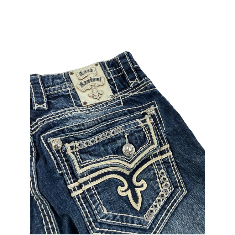 Men’s Rock Revival Byron Boot Dark Wash Blue Jeans Size 34