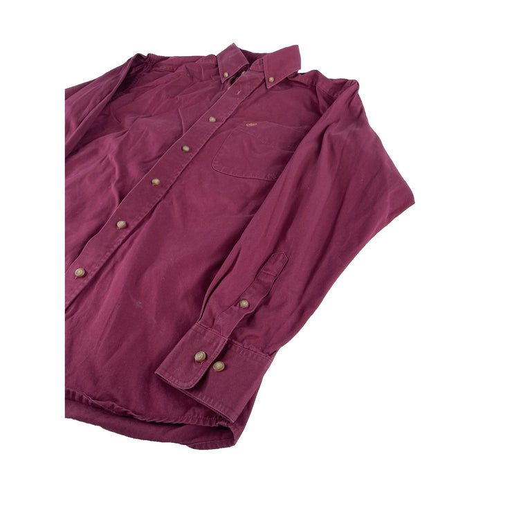 Mens Ariat Maroon Button Town Collared Shirt Size Small