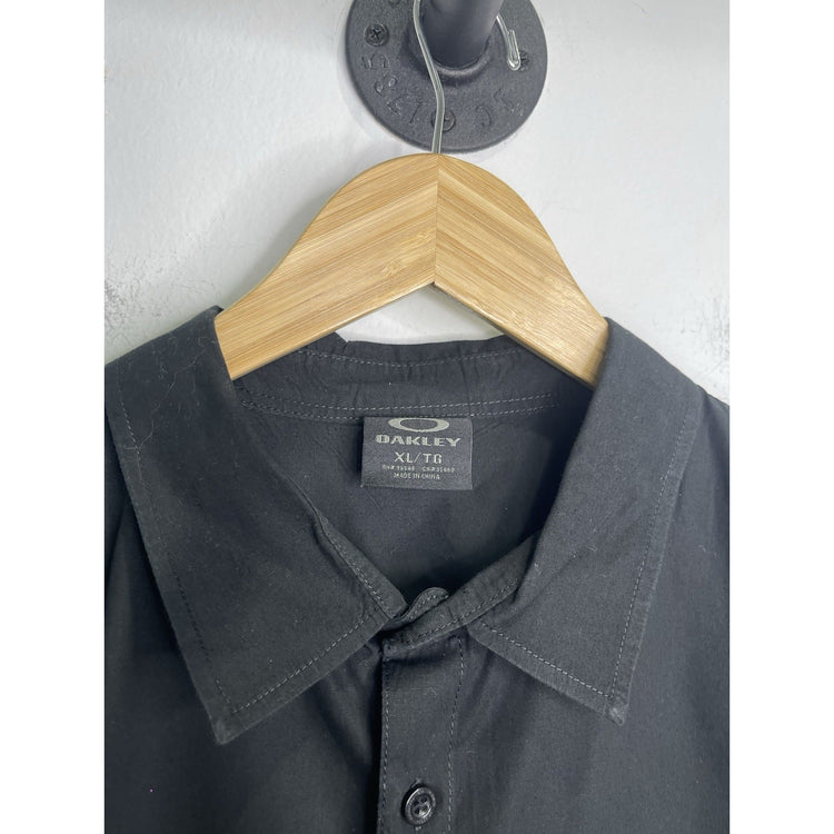 Men’s Workwear Black Oakley Button Up Short Sleeve Shirt Sz XL