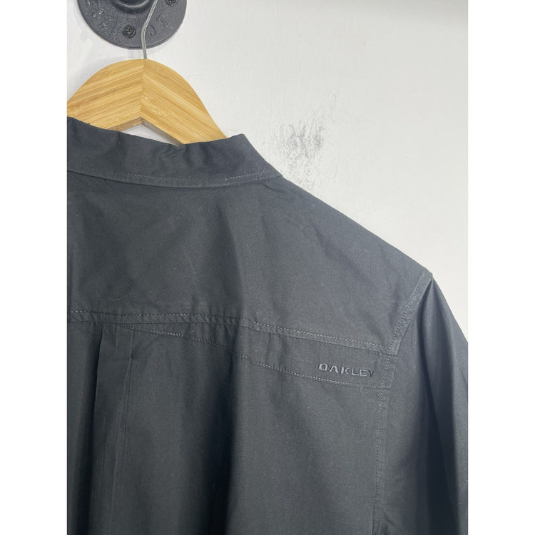 Men’s Workwear Black Oakley Button Up Short Sleeve Shirt Sz XL