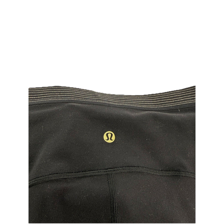 Womans Lululemon Size 6 Leggings With Gold Striped Waistband