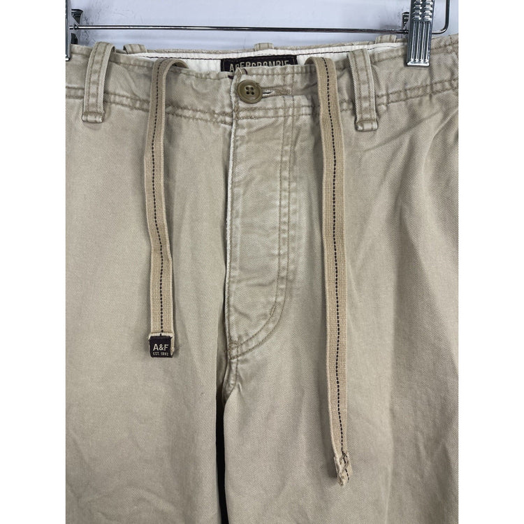 Abercrombie Vintage Fatigues Pants Drawstring Tan Cargo Size 30R