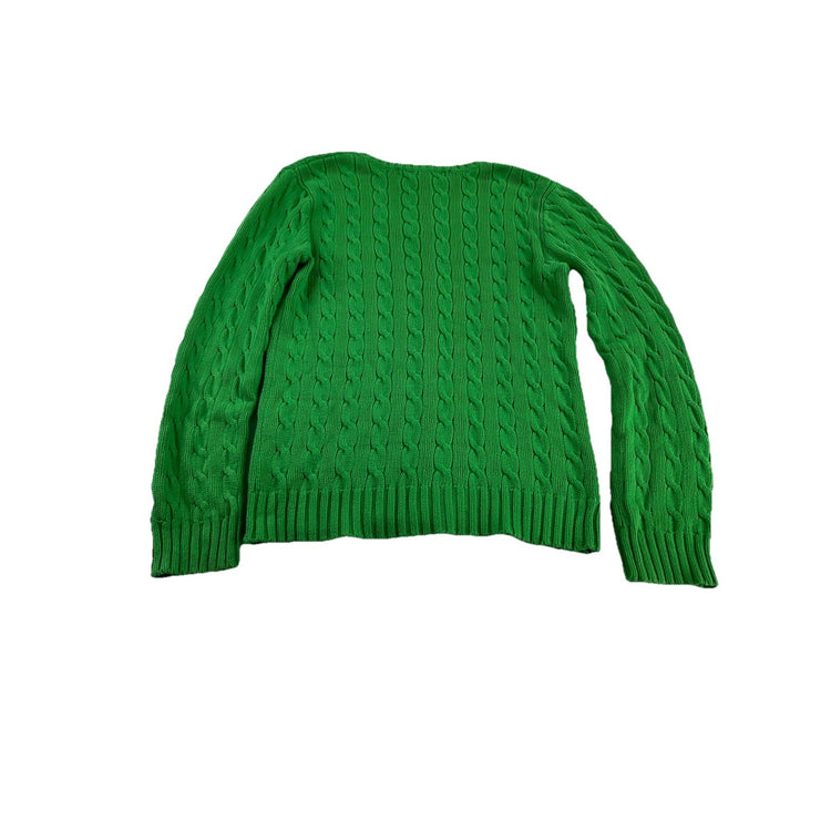 Womens Ralph Lauren Sport Size Medium Green V Neck Knitted Sweater