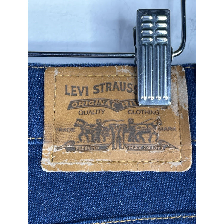 Vintage Levis 547 Action Jeans 36x28 1990s Dark Wash Straight Blue Brown Tab