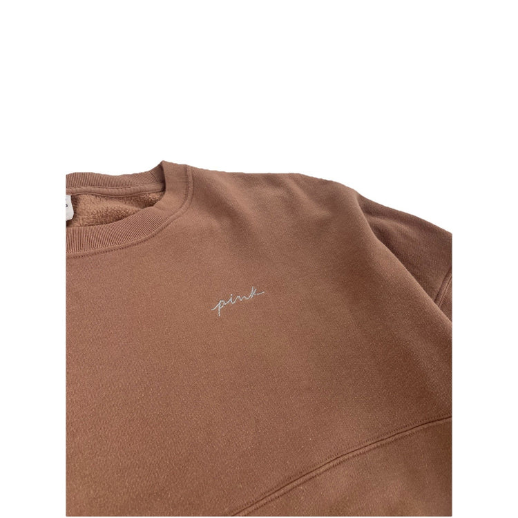Womens Victoria Secret Tan PINK LOVE Sweatshirt Size S