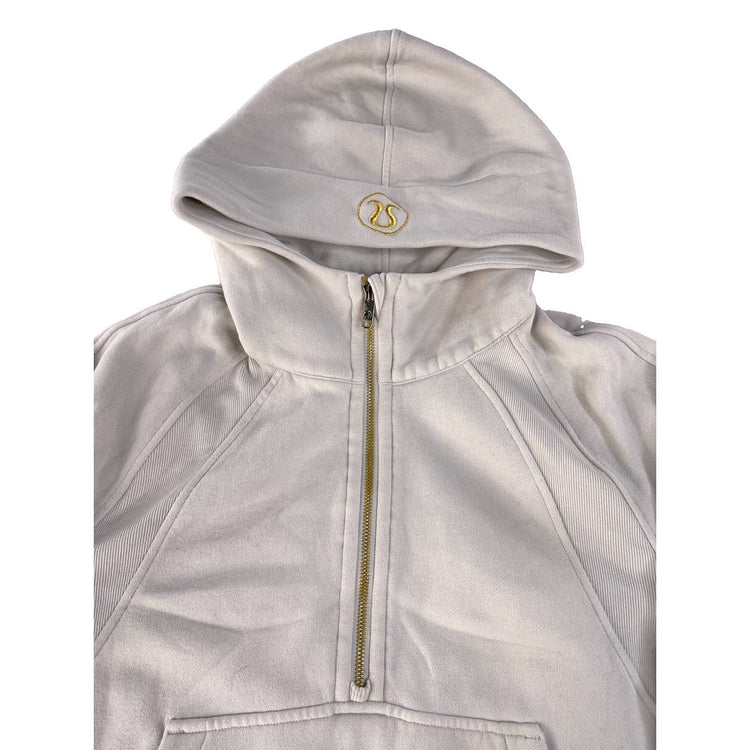 Women's Lululemon Scuba Oversized Half-Zip Hoodie White Gold Logo Size M/L