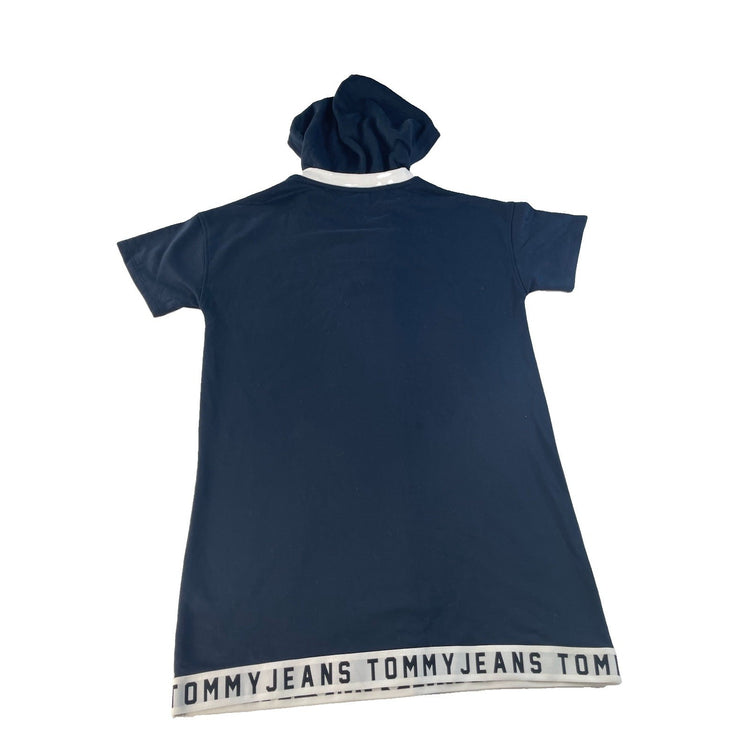 Womens Tommy Hilfiger Navy Blue Hooded Shirt Dress Size Large