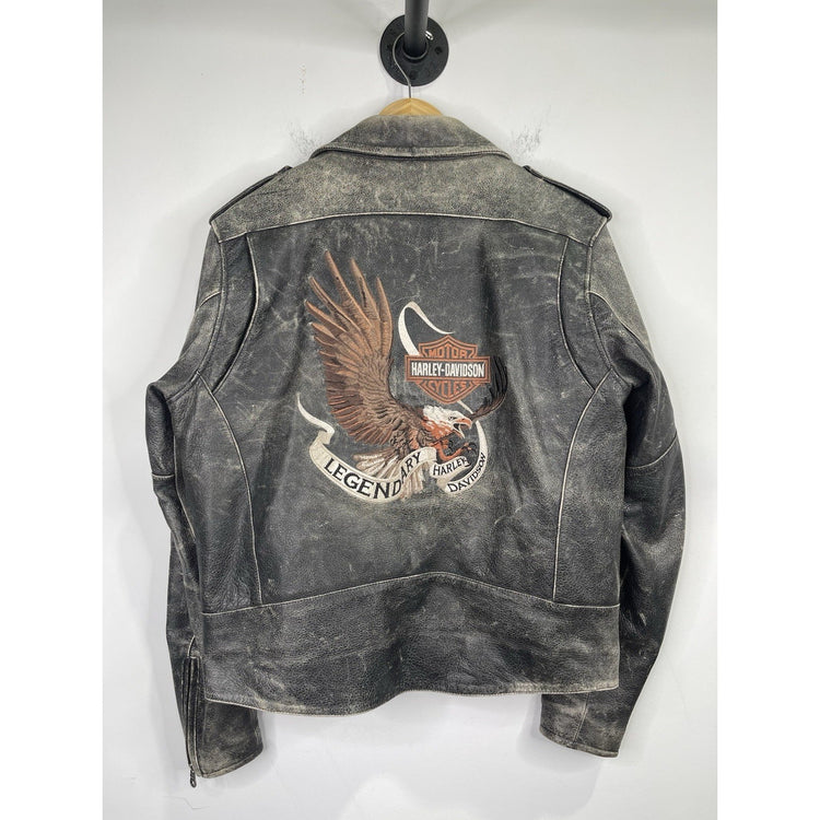 Vintage 90s Harley Davidson Adjustable Distressed Leather Men’s Jacket Size Large