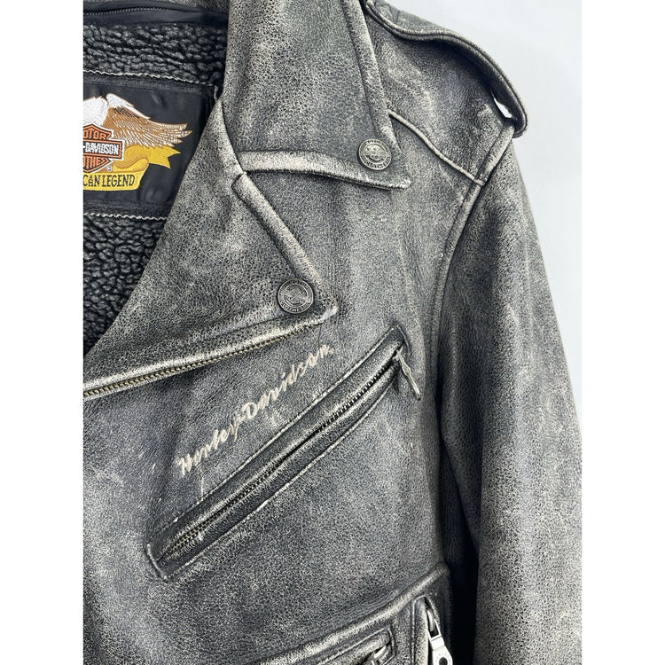 Vintage 90s Harley Davidson Adjustable Distressed Leather Men’s Jacket Size Large