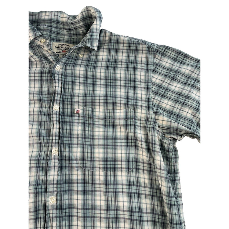 Men Vintage Ralph Lauren Jeans Company Plaid Button Down Shirt M