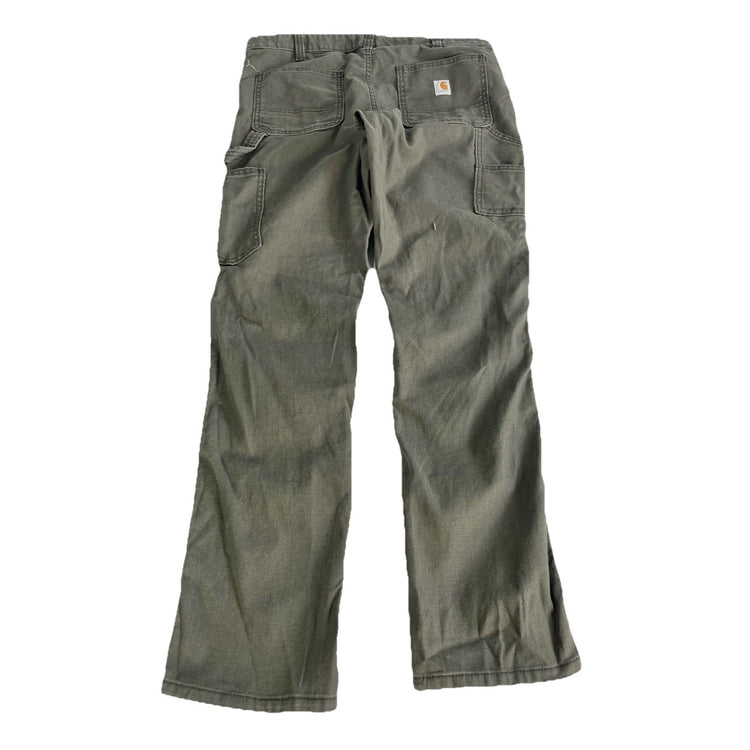 Womens Carhartt Olive Green Slim Fit Double knee Work Pants Size 12r