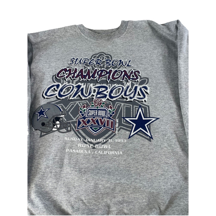 Mens Vintage 1993 Dallas Cowboys Super Bowl XXVII Champions Gray Sweater Size XL
