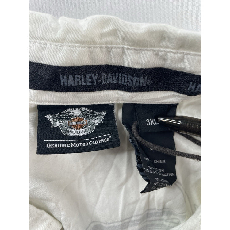 Mens Harley Davidson Motorcycle White Sleeveless ButtonUp Collard Shirt Size 3Xl