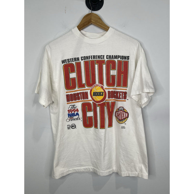 Houston Rockets NBA Clutch City 1994 Finals Western Vintage Gray T-Shirt Sz L