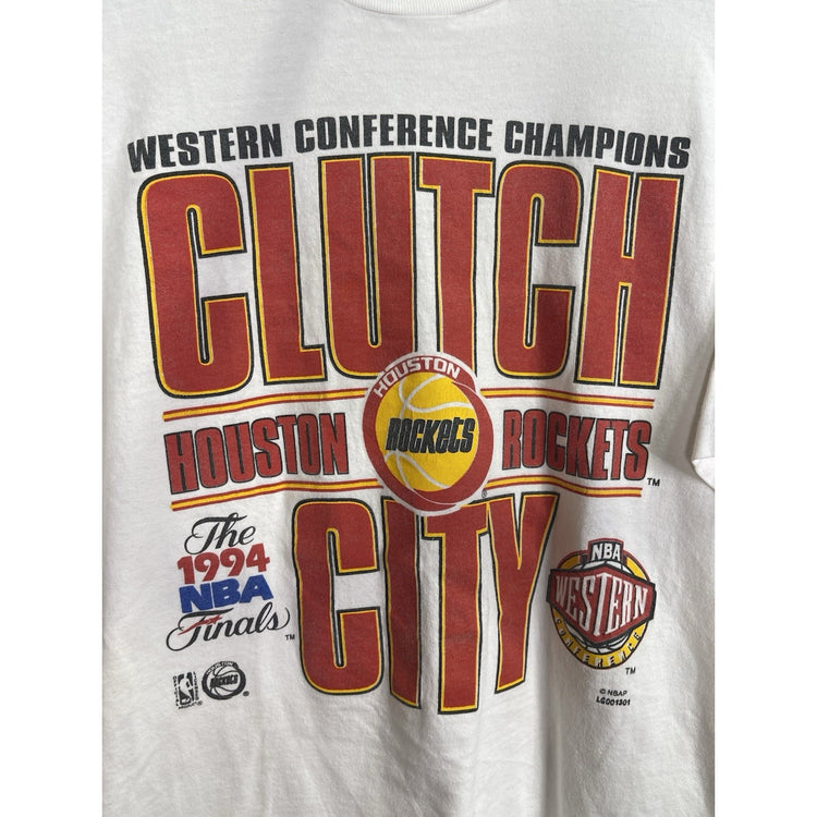 Houston Rockets NBA Clutch City 1994 Finals Western Vintage Gray T-Shirt Sz L