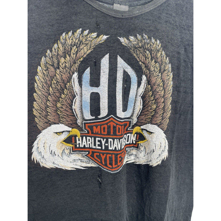 Men’s Vintage Distressed HD Harley Davidson Black Tank Top Sz M