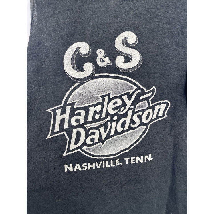 Men’s Vintage Distressed HD Harley Davidson Black Tank Top Sz M