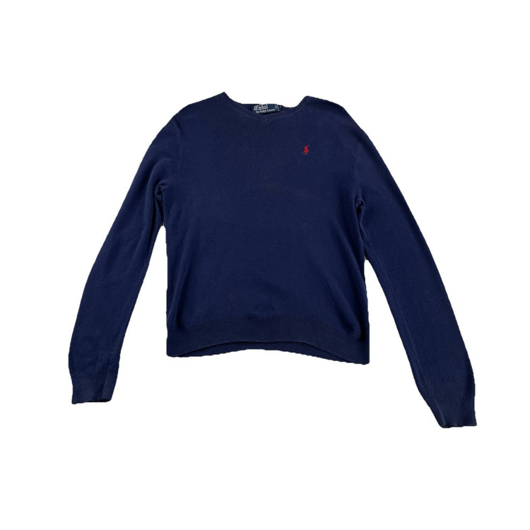 Mens Polo Ralph Lauren Size Small Navy Blue V Neck Sweater