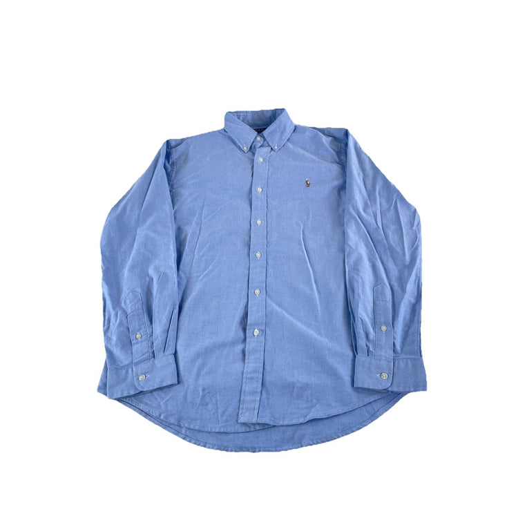 Mens Polo Ralph Lauren Light Blue Oxford Classic Fit Button Down Shirt Size L