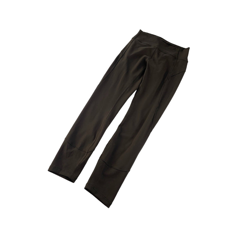 Women's Lululemon Athletic Leggings Dark Olive Green With Seam Detail Size 6