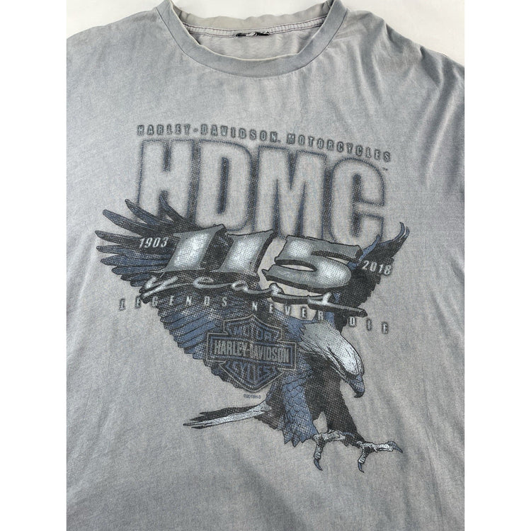 Mens Harley Davidson Gray HDMC 115 Long Sleeve T Shirt Size Large