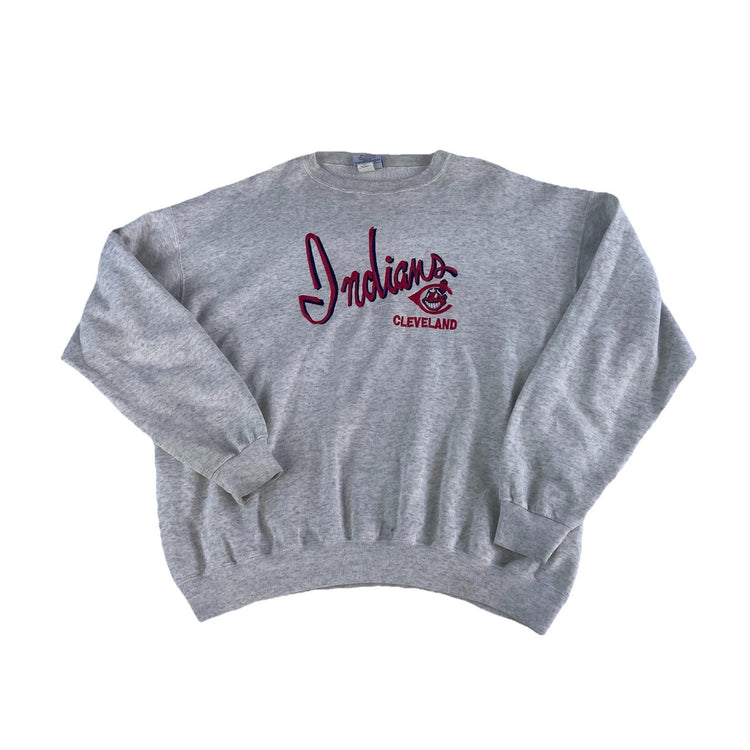 Men’s Vintage 90s CS Light Gray Cleveland Indians Crewneck Sweatshirt Size Xl