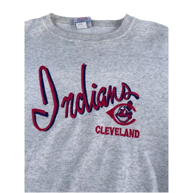 Men’s Vintage 90s CS Light Gray Cleveland Indians Crewneck Sweatshirt Size Xl