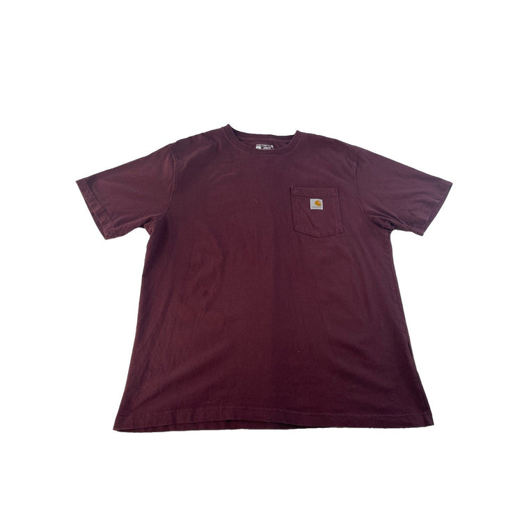 Men Carhartt Loose Fit Pocket T-Shirt Maroon Burgundy Size L