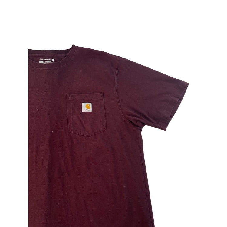 Men Carhartt Loose Fit Pocket T-Shirt Maroon Burgundy Size L