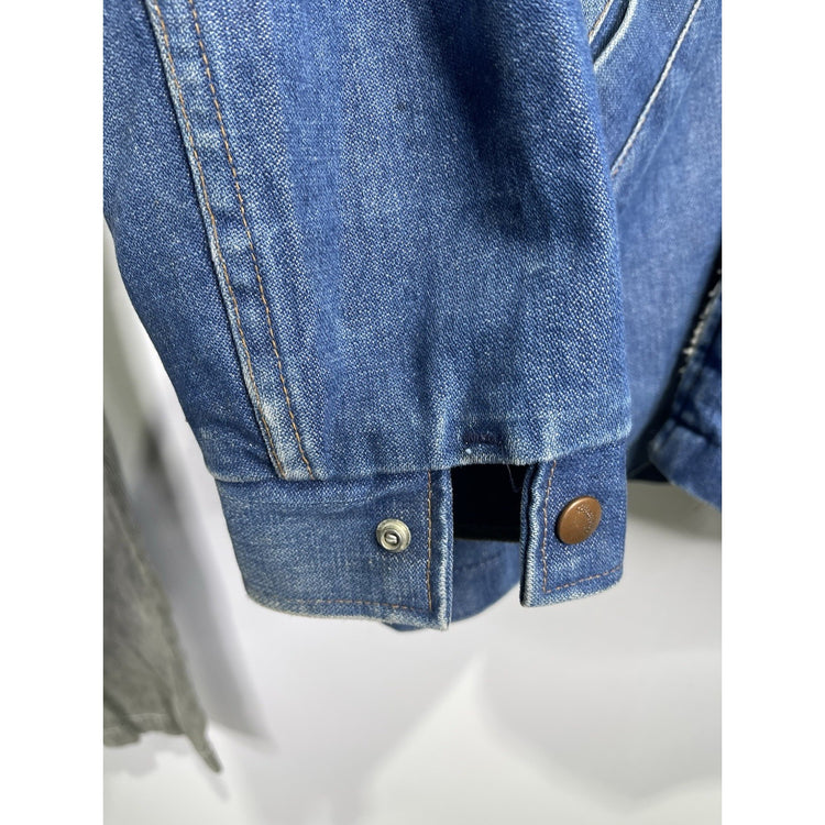 Vintage WRANGLER Wrange Coat Jacket Mens Large Blue Denim Sherpa Western USA 70s