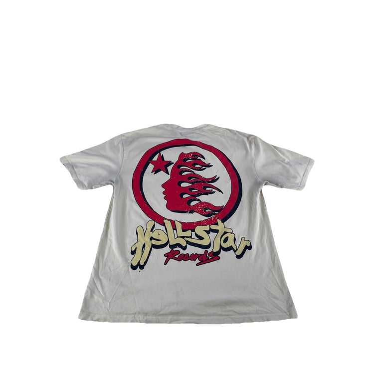 Mens Hellstar Records Cream Graphic Short Sleeve Streetwear Tee Size Xl