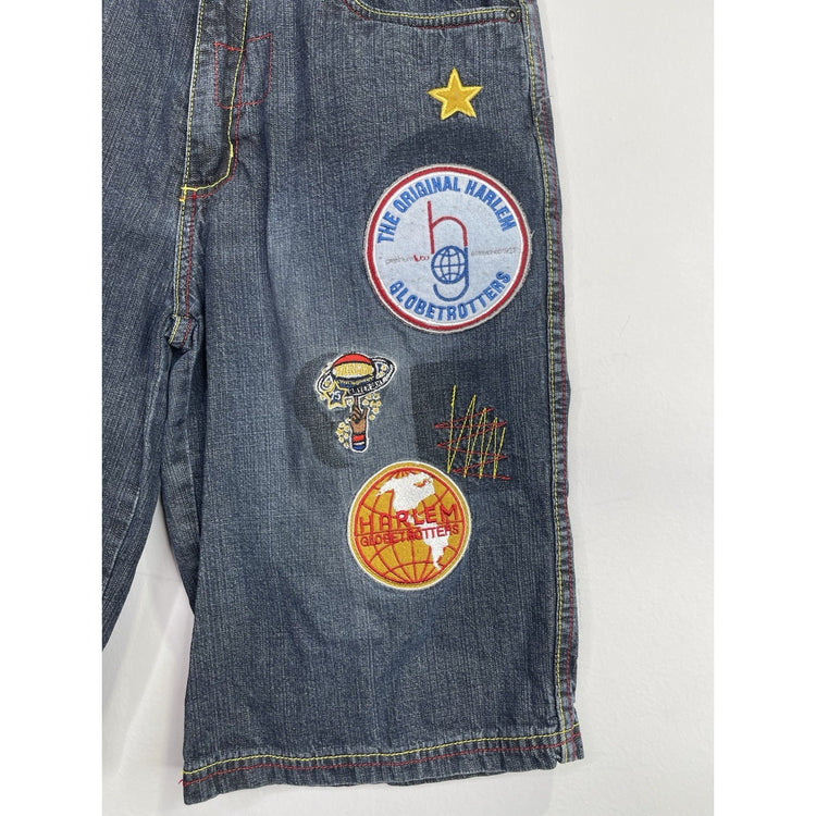 Vintage Platinum Fubu Harlem Globetrotters Limited Edition Jean Shorts Sz 18