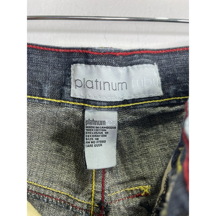 Vintage Platinum Fubu Harlem Globetrotters Limited Edition Jean Shorts Sz 18