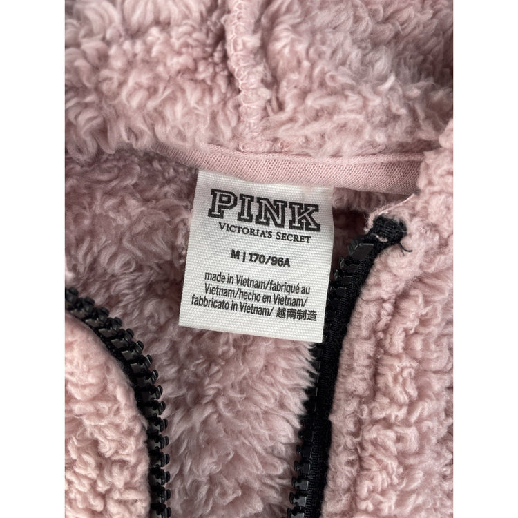 Women’s PINK Victorias Secret Pink Faux Fur Quarter Zip Sweater Size Medium
