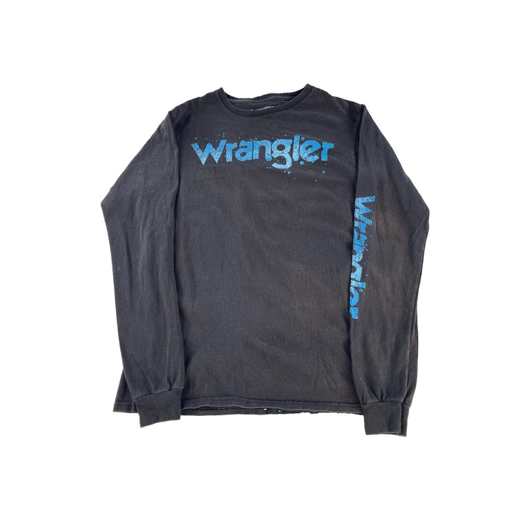 Mens Wrangler Logo Graphic Long Sleeve T-Shirt Black Size S