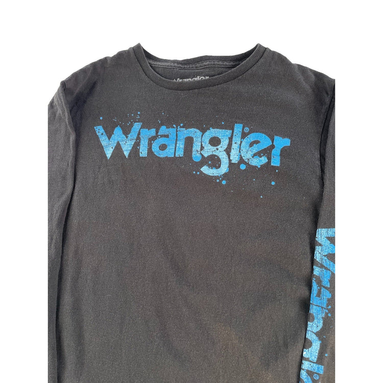 Mens Wrangler Logo Graphic Long Sleeve T-Shirt Black Size S