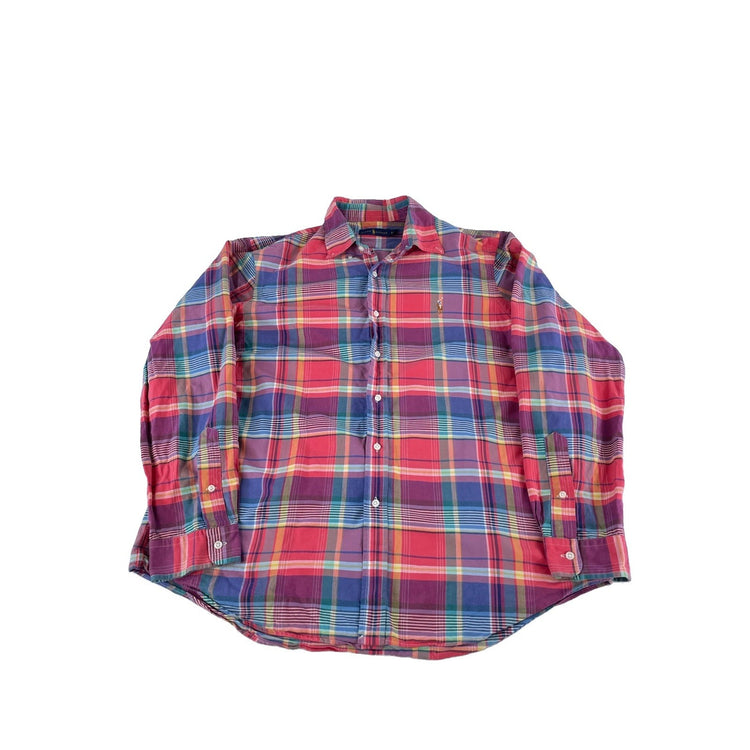 Mens Ralph Lauren Classic Colorful Button-Up Shirt Plaid Pattern Size Xl