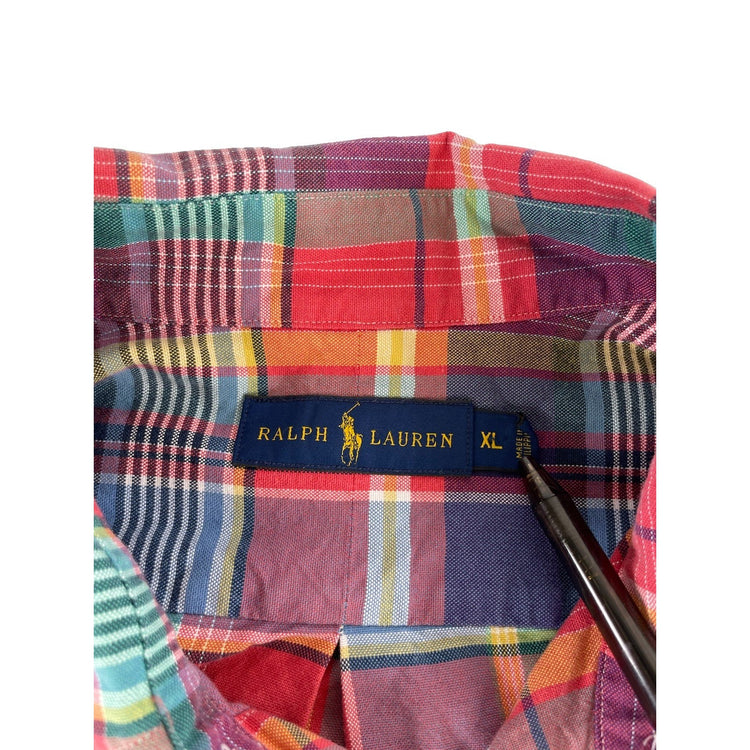 Mens Ralph Lauren Classic Colorful Button-Up Shirt Plaid Pattern Size Xl