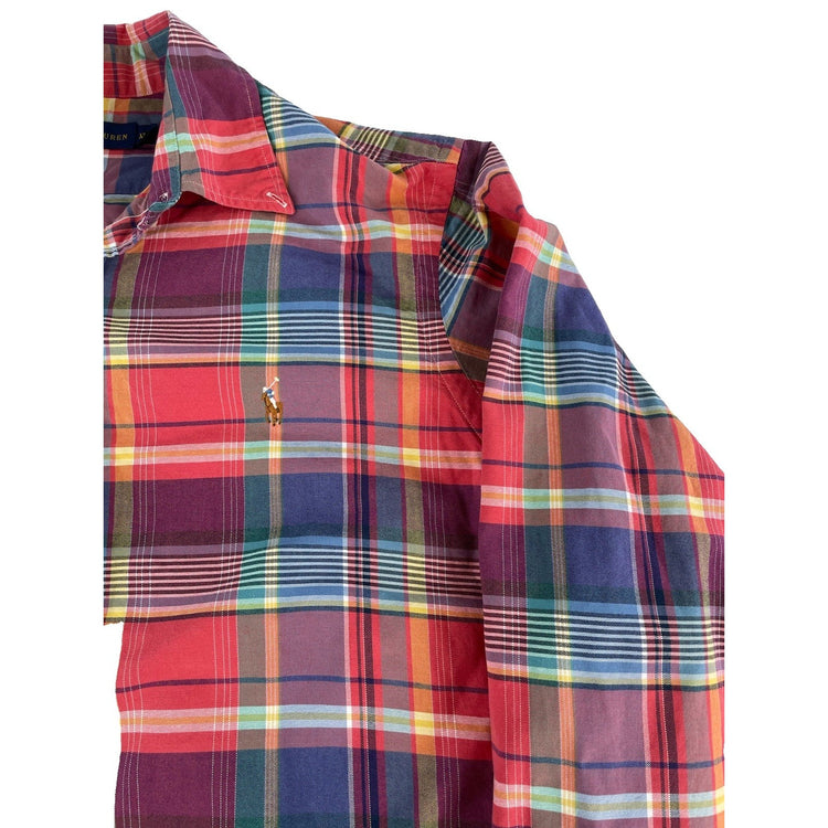 Mens Ralph Lauren Classic Colorful Button-Up Shirt Plaid Pattern Size Xl