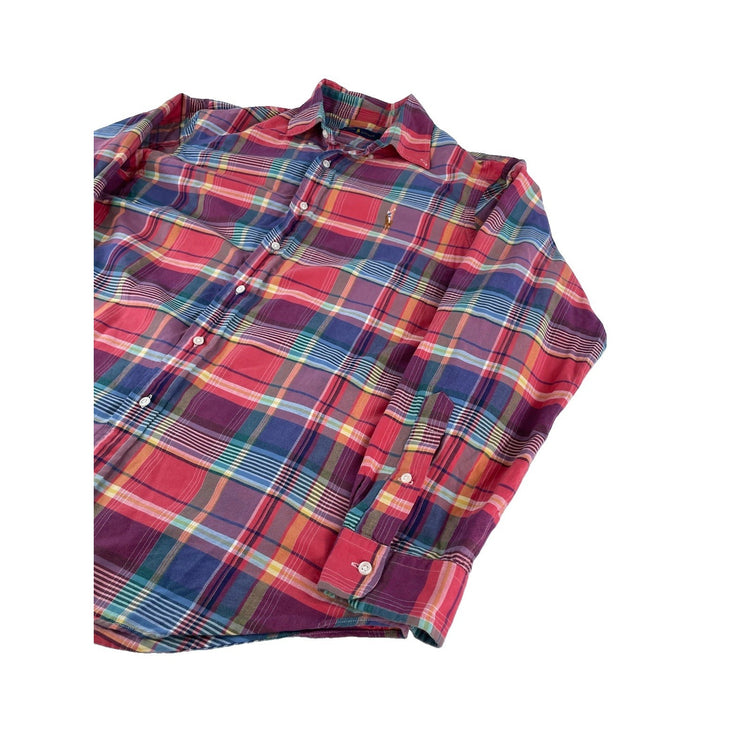 Mens Ralph Lauren Classic Colorful Button-Up Shirt Plaid Pattern Size Xl