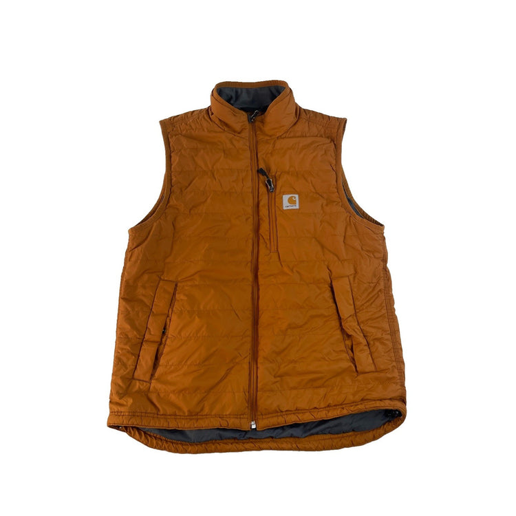 Men Carhartt Quilted Insulated Vest Brown Zip Up Size M