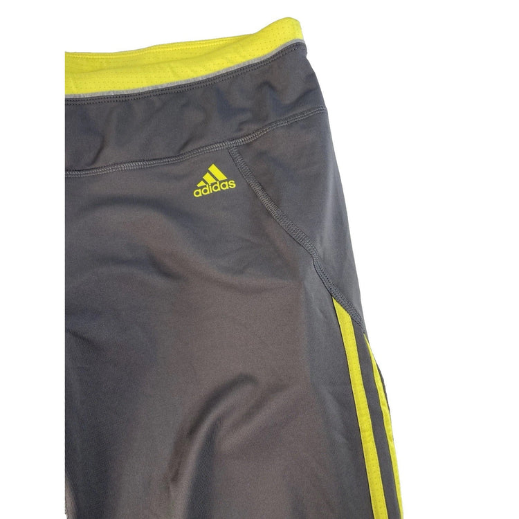 Womens Adidas Gray & Yellow Climate Cropped Capri Workout Pants Size Large