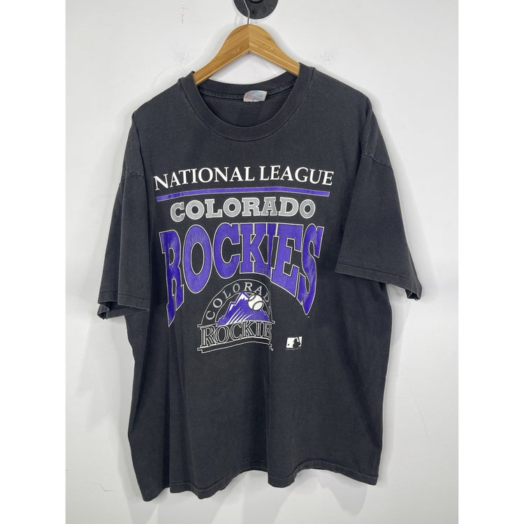 Mens VTG 1992 Colorado Rockies National League Single Stitch Black TShirt Sz 2xL