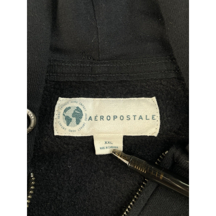 Womens Aeropostale Black Zip Up Hoodie Sweatshirt Size XXL