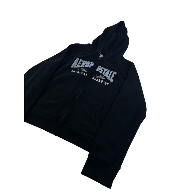 Womens Aeropostale Black Zip Up Hoodie Sweatshirt Size XXL