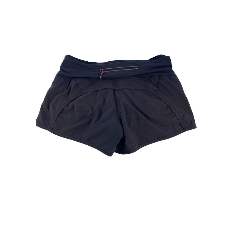 Womens Lululemon Black Speed Up Low Rise Lined Mesh Gym Running Shorts Size 6