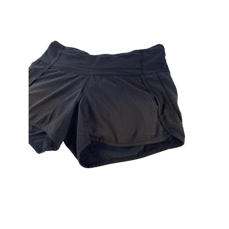 Womens Lululemon Black Speed Up Low Rise Lined Mesh Gym Running Shorts Size 6