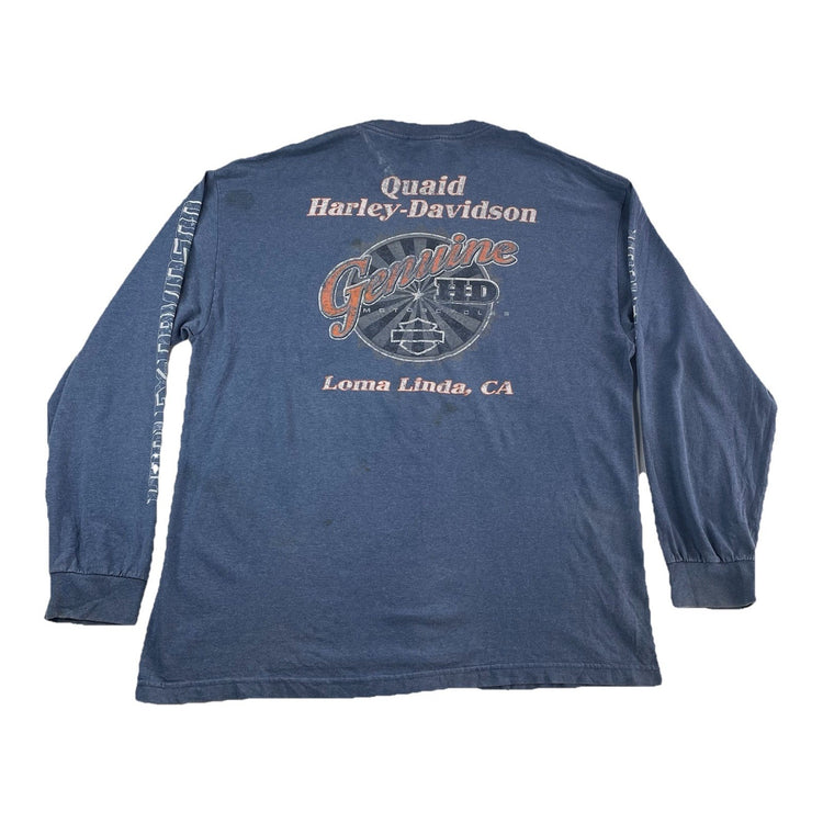 Mens Harley Davidson Blue Loma Linda CA Longsleeve T Shirt Size XL