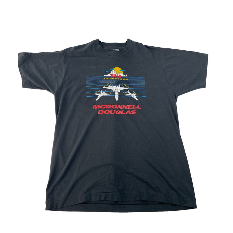 Men’s McDonnell Douglas Gray Tulsa Graphic T Shirt Size XL
